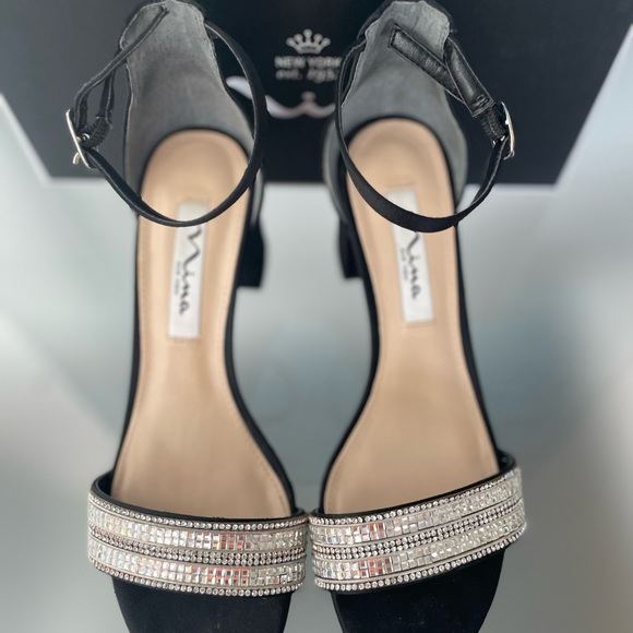 NINA satin sandals with sparking crystals  6.5 - Picture 8 of 11